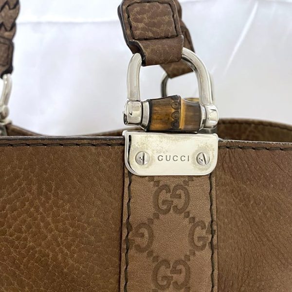 ec 19082 6 Gucci Bamboo Tote Bag Brown