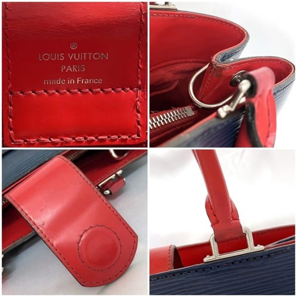 ec 19110 7 Louis Vuitton Kleber PM Handbag Bicolor Leather Navy Blue Red