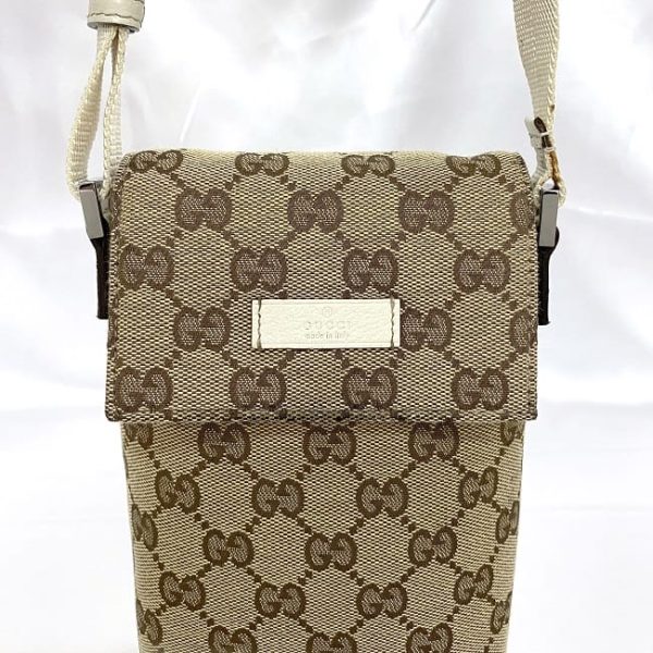 ec 19161 6 Gucci Mini Shoulder Bag Canvas Beige