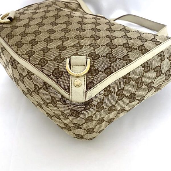 ec 19164 5 Gucci Tote Bag GG Canvas Leather Beige White