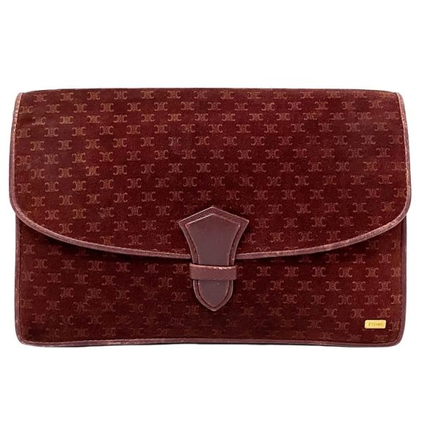 ec 19192 1 Celine Clutch Bag Bordeaux Macadam Flap Suede Leather