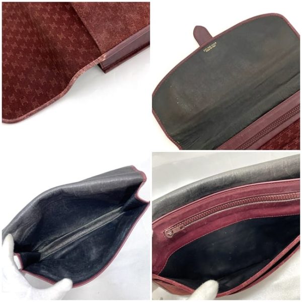 ec 19192 10 Celine Clutch Bag Bordeaux Macadam Flap Suede Leather