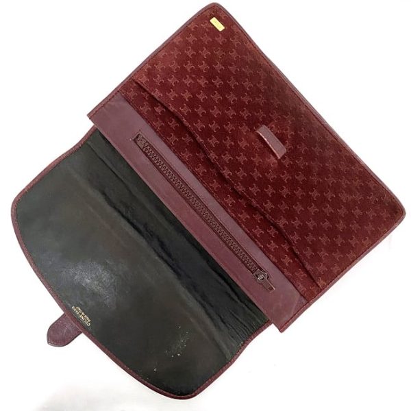 ec 19192 8 Celine Clutch Bag Bordeaux Macadam Flap Suede Leather