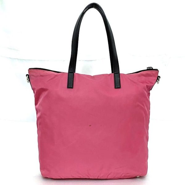 ec 19338 3 Prada Triangular Logo Tote Bag Tessuto Pink Black