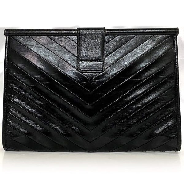 ec 19442 2 Yves Saint Laurent Clutch Leather Bag Black