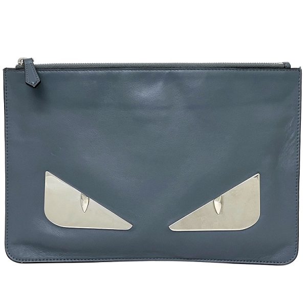 ec10319 01 Fendi Clutch Bag Leather Gray