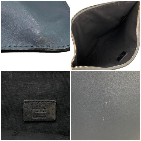 ec10319 10 Fendi Clutch Bag Leather Gray