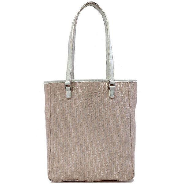 ec13789 2 Christian Dior Tote Bag Canvas Trotter Pink White