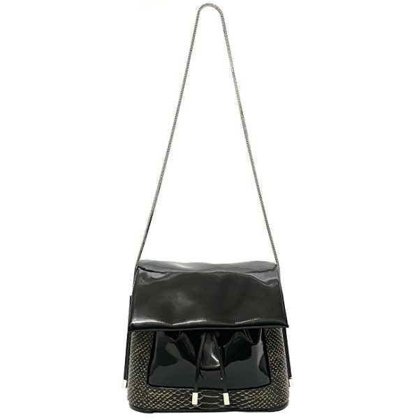 ec13937 2 Phillip Lim Python Leather Shoulder Bag Black