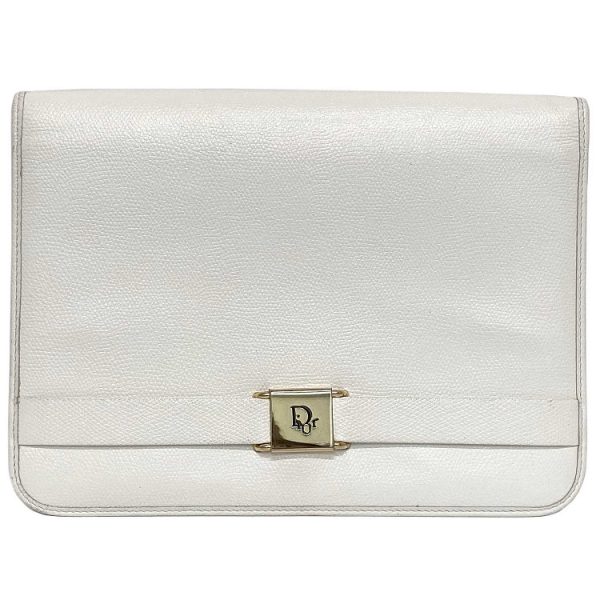 ec14038 1 Christian Dior Clutch Bag Leather White