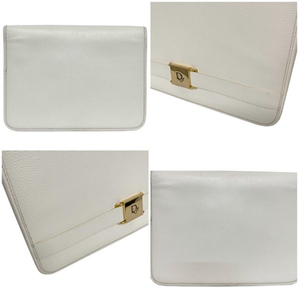 ec14038 5 Christian Dior Clutch Bag Leather White