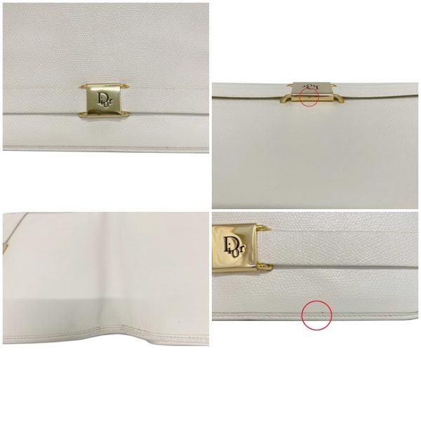 ec14038 6 Christian Dior Clutch Bag Leather White