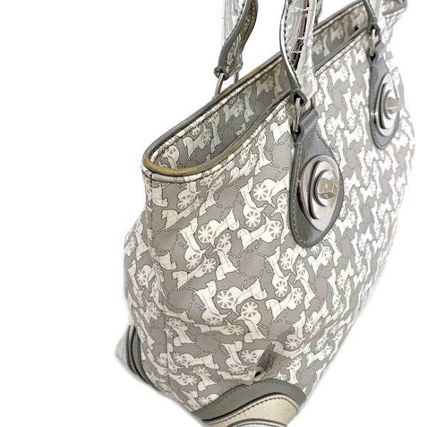 ec14859 7 Celine Tote Bag Gray Silver White Saluki Logo PVC Leather