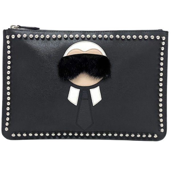 ec16250 1 Fendi Clutch Bag Leather Black