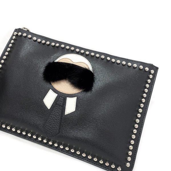 ec16250 4 Fendi Clutch Bag Leather Black