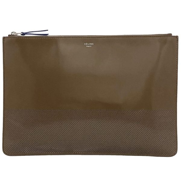 ec16605 1 Celine Clutch Bag Brown Pouch Patent Leather