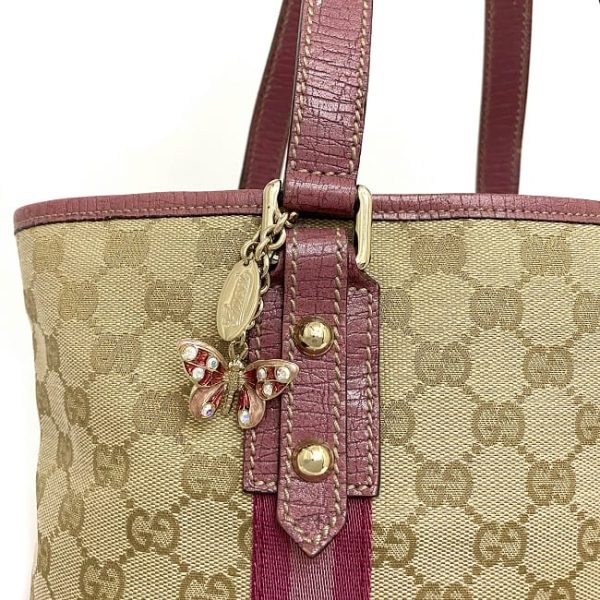 ec16653 7 Gucci Tote Bag Sherry Canvas Leather Horsebit GG Beige Pink