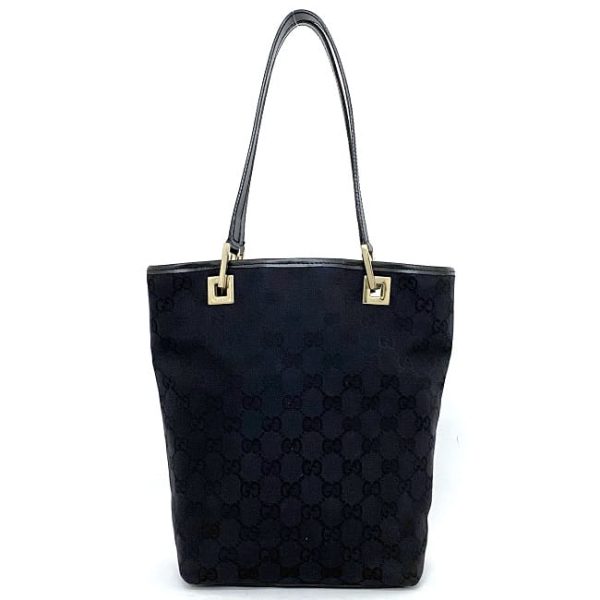 ec17915 3 Gucci Tote Bag GG Canvas Leather Black Gold