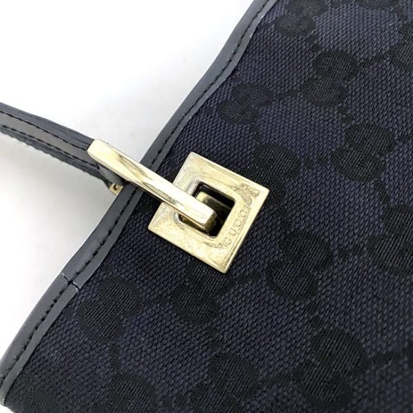 ec17915 8 Gucci Tote Bag GG Canvas Leather Black Gold