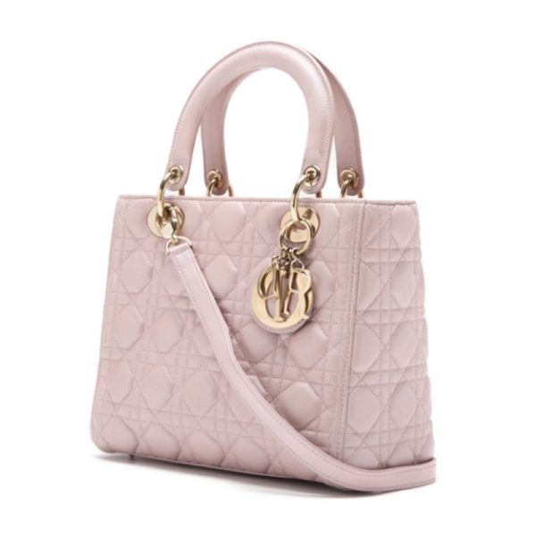 enxpqmoknyxld 2 Dior Lady Dior Cannage 2Way Lambskin Handbag Pink