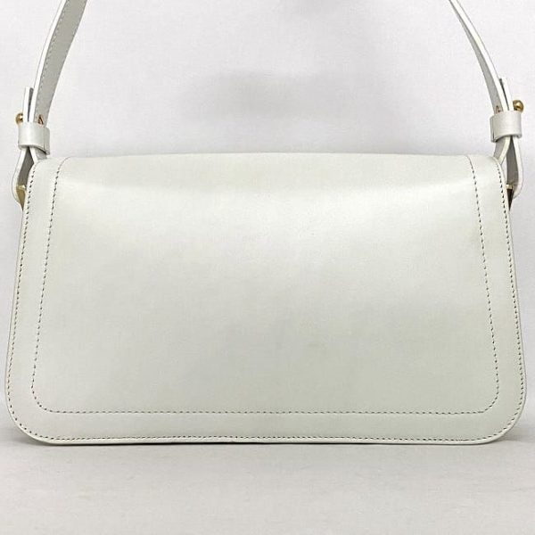 f 18462 3 Celine Semi Shoulder Bag White Triomphe Cuile Full Flap Leather