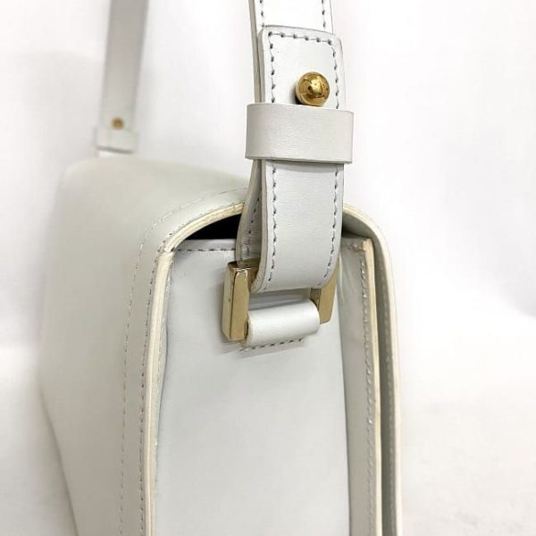 f 18462 5 Celine Semi Shoulder Bag White Triomphe Cuile Full Flap Leather