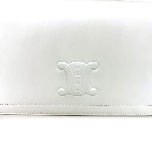 f 18462 7 Celine Semi Shoulder Bag White Triomphe Cuile Full Flap Leather