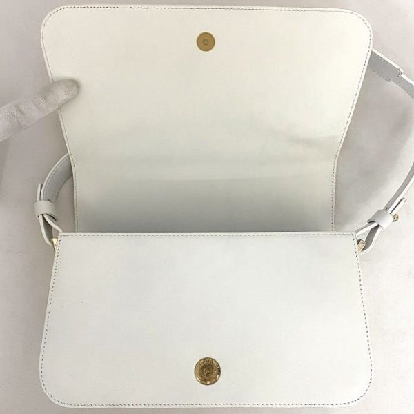 f 18462 8 Celine Semi Shoulder Bag White Triomphe Cuile Full Flap Leather