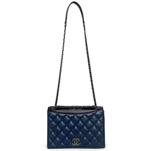 f 18582 2 Chanel Chain Shoulder Bag Lambskin Navy