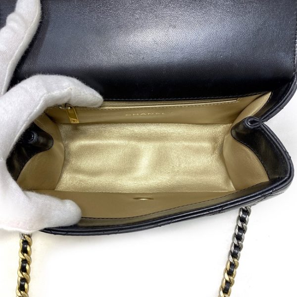 f 18714 8 Chanel 2way Top Handle Black Gold Silver