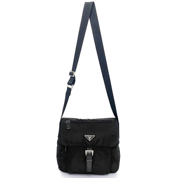 f 19140 2 Prada Shoulder Testuto Messenger Bag Black Nero