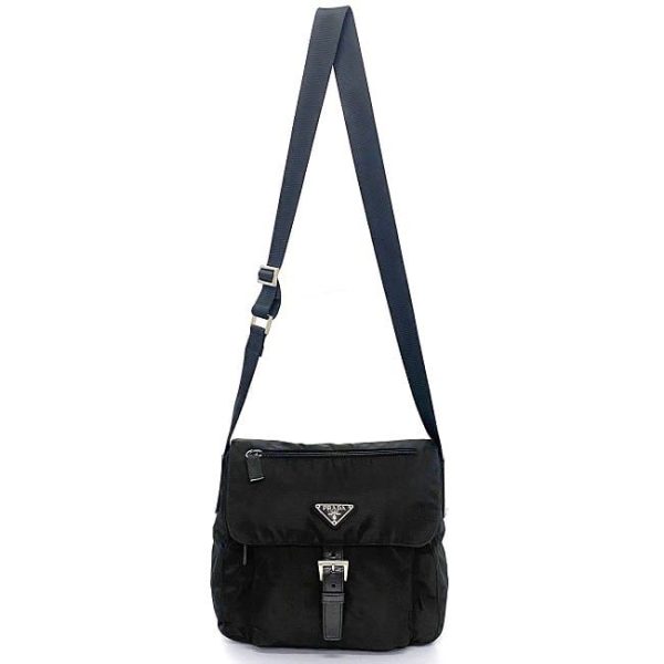 f 19140 2 Prada Messenger Flap Belt Crossbody Black