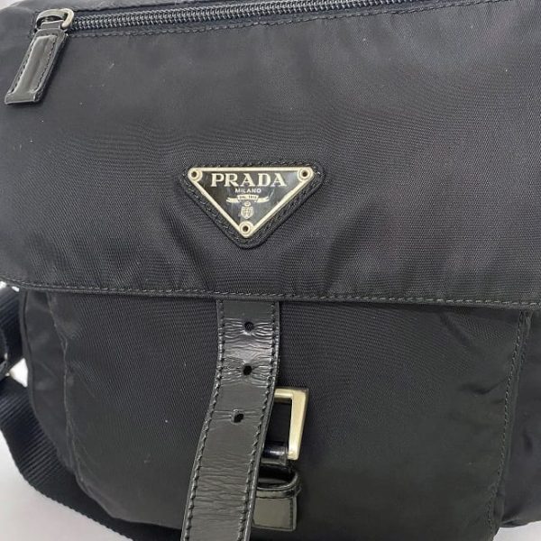 f 19140 6 Prada Shoulder Testuto Messenger Bag Black Nero