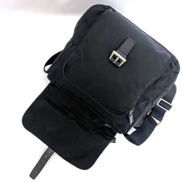 f 19140 7 Prada Shoulder Testuto Messenger Bag Black Nero