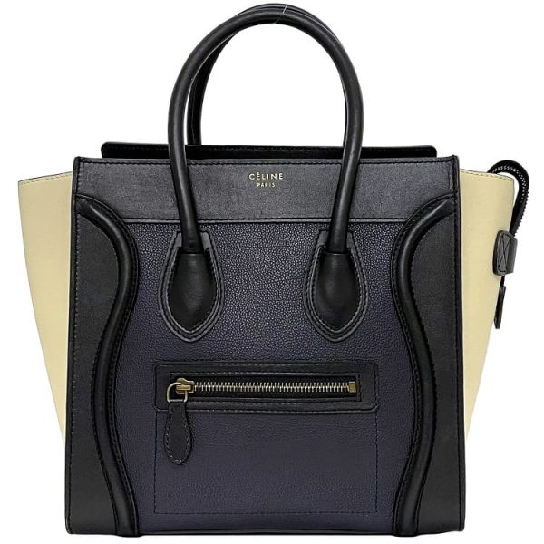 f 19523 1 Celine Tote Bag Luggage Micro Shopper Navy Black