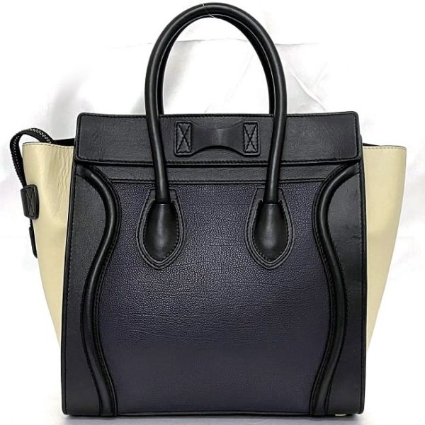 f 19523 3 Celine Tote Bag Luggage Micro Shopper Navy Black