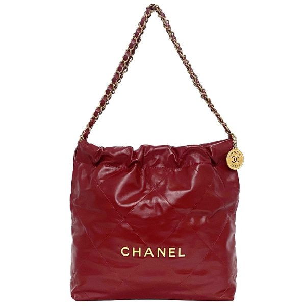 f 19551 1 Chanel Drawstring Handbag Leather Red