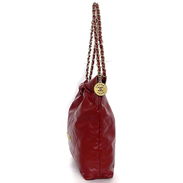 f 19551 2 Chanel Drawstring Handbag Leather Red