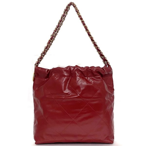 f 19551 3 Chanel Drawstring Handbag Leather Red