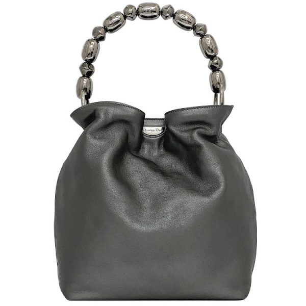 f 19558 1 Christian Dior Maris Pearl Drawstring Bag Silver