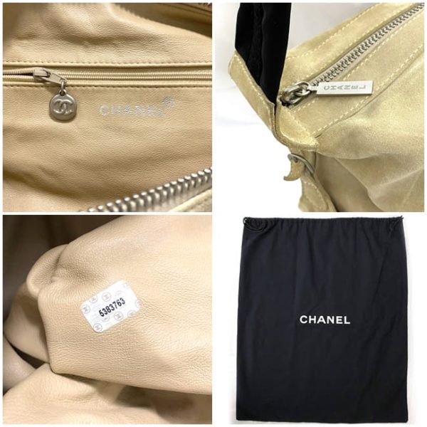 f 19615 10 Chanel Shoulder Bag Suede Beige