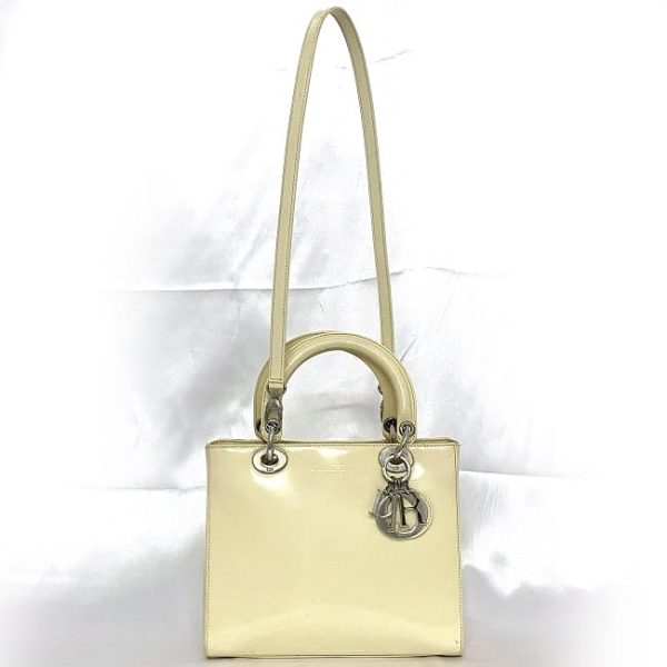 f 19656 3 Christian Dior Lady 2Way Bag Cream White