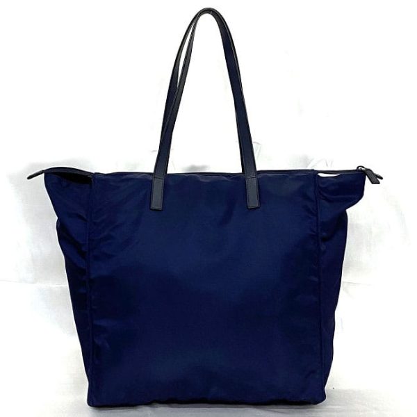 f 19889 3 Prada Tote Bag Tessuto Nylon Leather Light Triangle Logo Plate Zipper Shoulder Navy