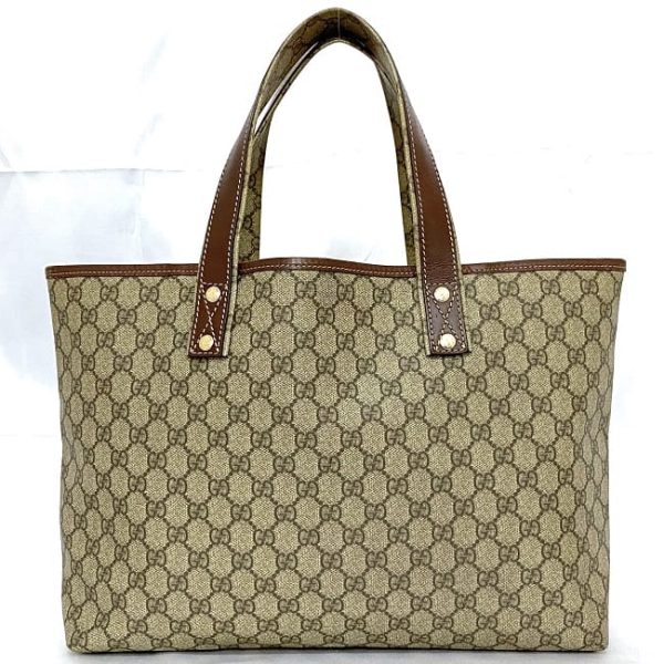 f 20215 3 Gucci Tote Bag PVC Leather Beige