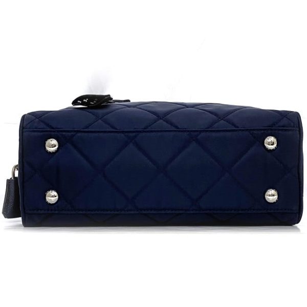 f 20257 4 Prada Impuntu Chain Shoulder Bag Nylon Navy Blue