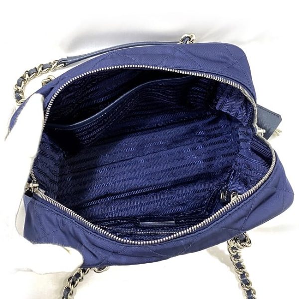 f 20257 6 Prada Impuntu Chain Shoulder Bag Nylon Navy Blue