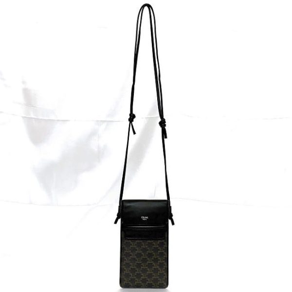 f 20372 2 Celine Shoulder Bag Phone Shoulder Black Triomphe