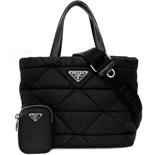 f 20524 1 Prada Renylon Fatted Tote Bag Black