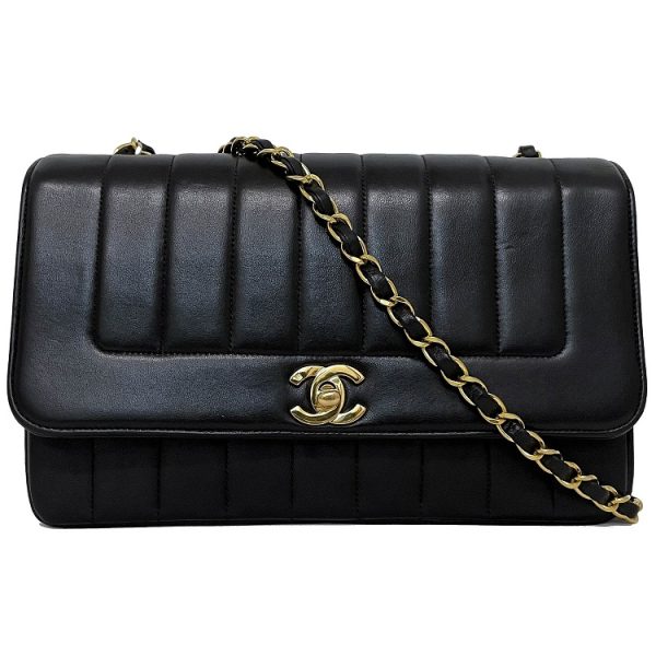 f13508 1 Chanel Chain Shoulder Bag Lambskin Black