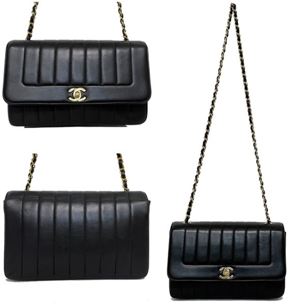 f13508 2 Chanel Chain Shoulder Bag Lambskin Black